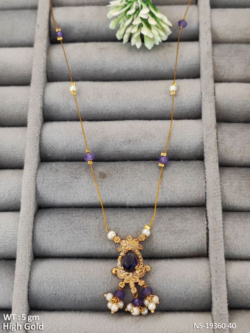 Antique Lightweight Necklace Set for Women in Purple, photo 2 of 3