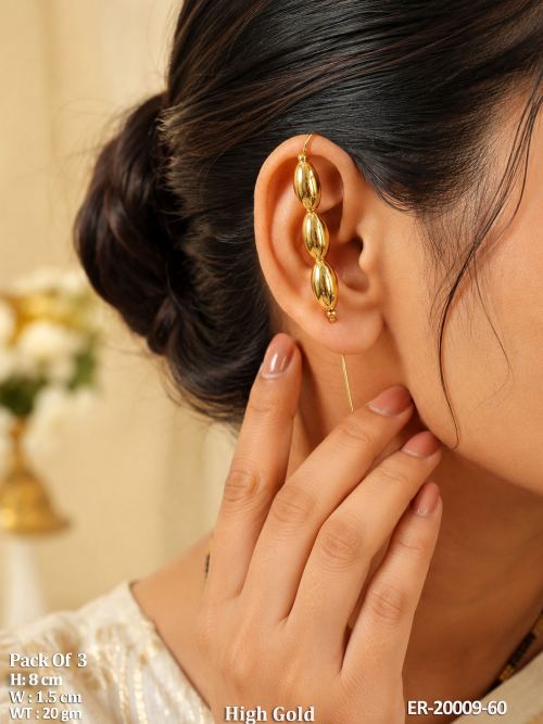 Long Oval Bead Ear Climber Earrings