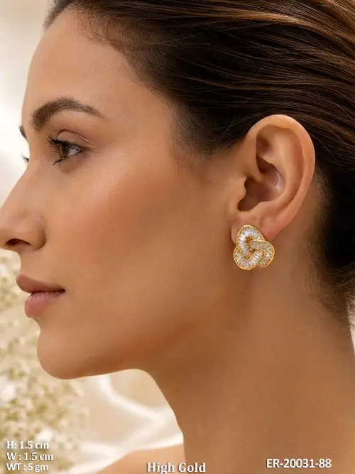 Designer White Stone Heart Shape Earrings