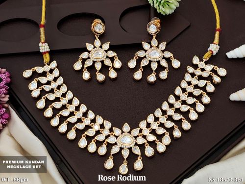 White Kundan Necklace Set with Stone Work