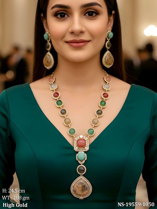 Long AD Necklace Set with Earrings for Women