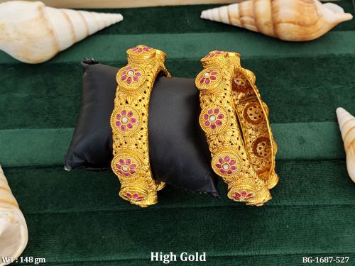 Stone-Studded Bangles in Matte Finish