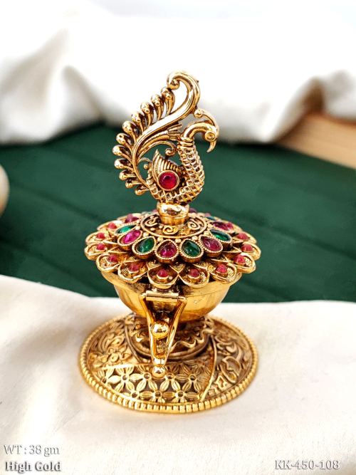 Designer Peacock Kumkum Box for Pooja Gifting