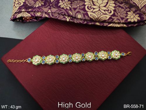 Classic Party Wear Kundan Bracelet in Grey, photo 10 of 11