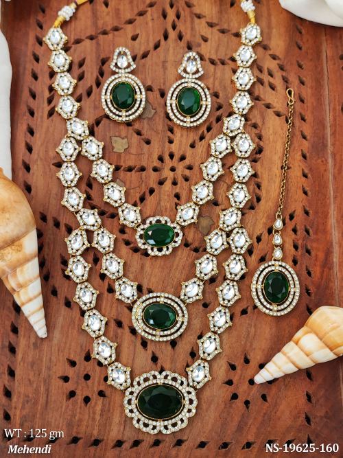 Wedding Wear Kundan Necklace Set with Stone Work