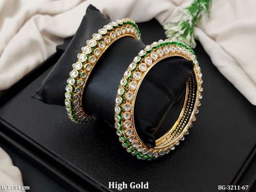 Traditional High Gold Kundan Stone Bangle Set