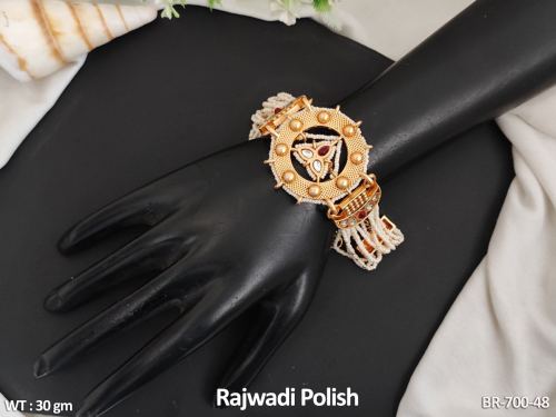 Rajwadi Finish Kundan Stone-Studded Bracelet for Women, photo 2 of 2