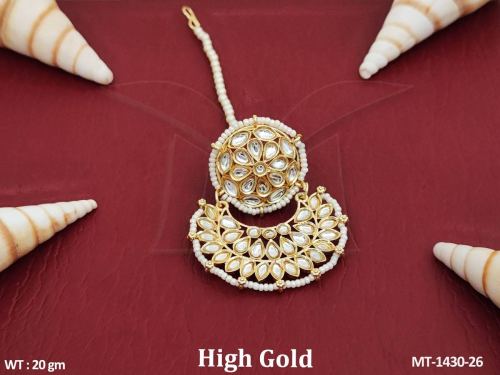 High Gold Polish Fancy Style Party wear Beautiful Kundan Stones Kundan Jewellery Maang Tikka   