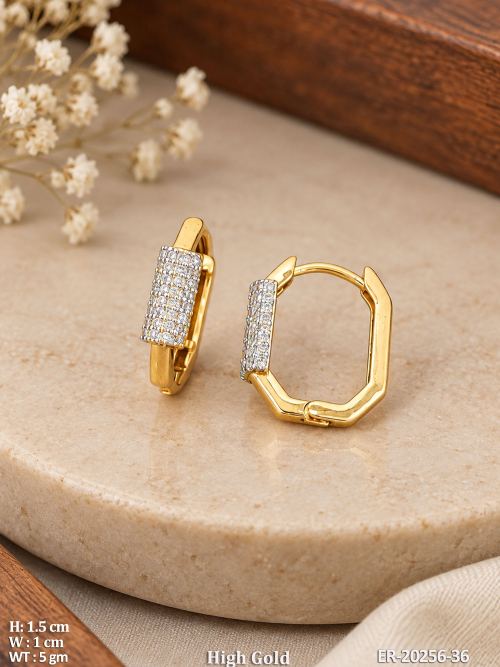 White Hoop Earrings with American Diamond Stones, photo 2 of 3