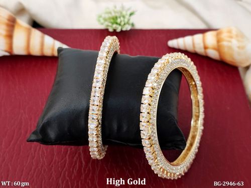 Square Bangles with Stone Work Set of 2