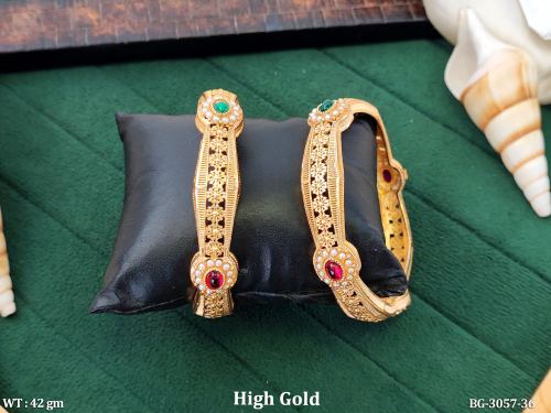 Stone-Studded Traditional Bangles for Women Set of 2, photo 2 of 2