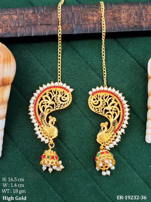 Peacock Jhumka Earrings with Pearls
