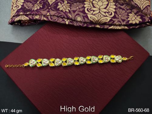 Classic Kundan Bracelet in Yellow, photo 6 of 13