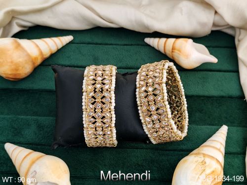 Pearl Bangles in Mehendi Finish Set of 2
