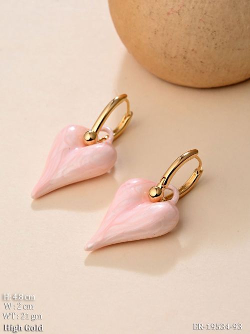 Earrings with Heart Design in Pink, photo 2 of 4