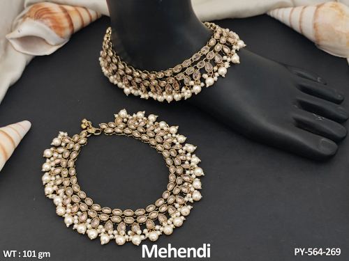 Antique Jewellery Mehendi Polish Fancy Design Party Wear Antique Payal 