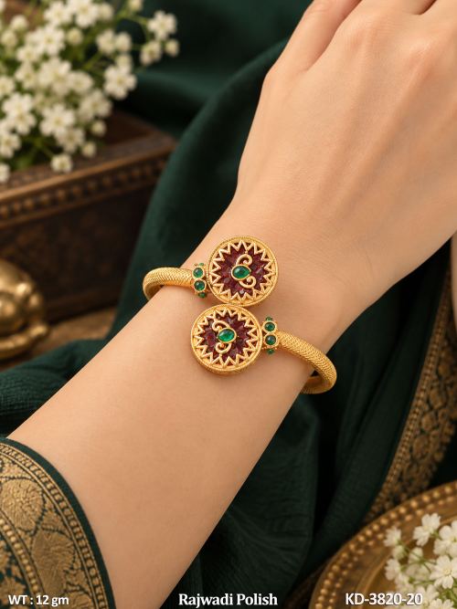 Rajwadi Finish Antique Stone-Studded Kada for Women