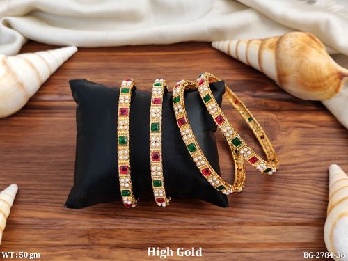 Classic Antique Stone-Studded Bangles Set of 4