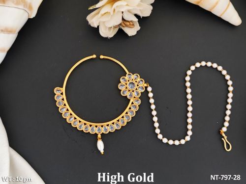 Antique Jewellery Beautiful High Gold Party Wear Fancy Antique Nath