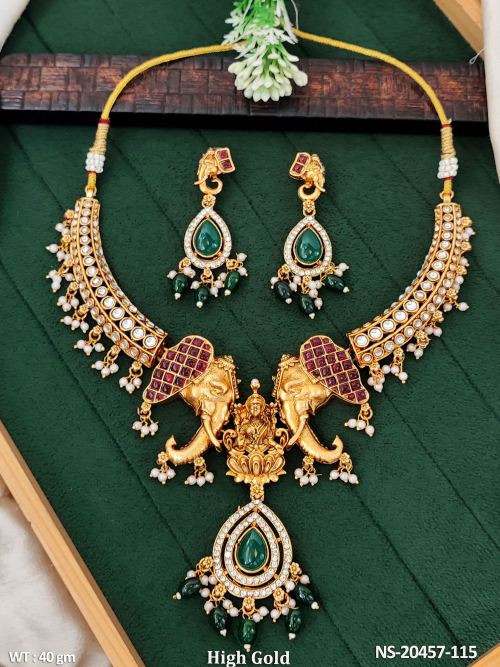 Fancy Antique High Gold Temple Jewellery Set