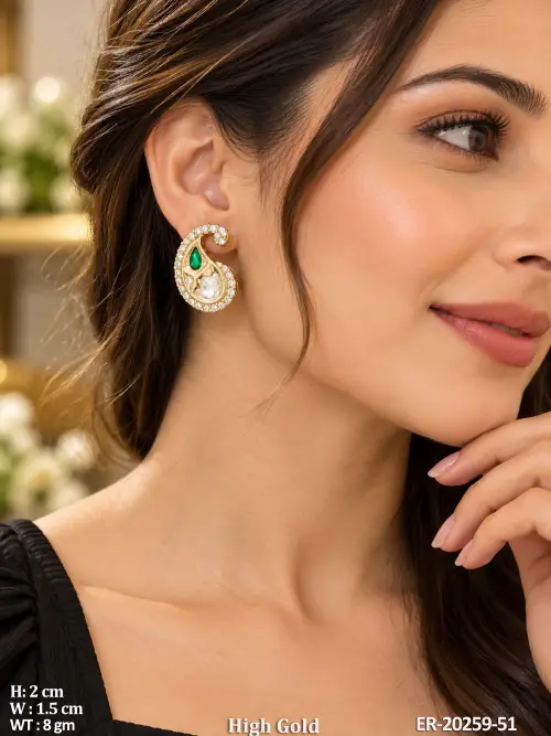 Kundan Earrings with Stone Work