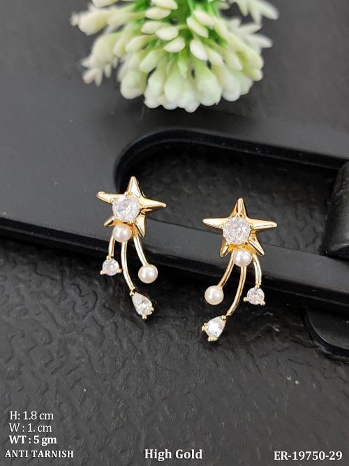 Pearl Stud Earrings with Star Design, photo 2 of 3