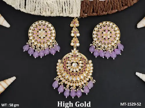Antique Jewellery Designer High Gold Polish Party Wear Maang Tikka    