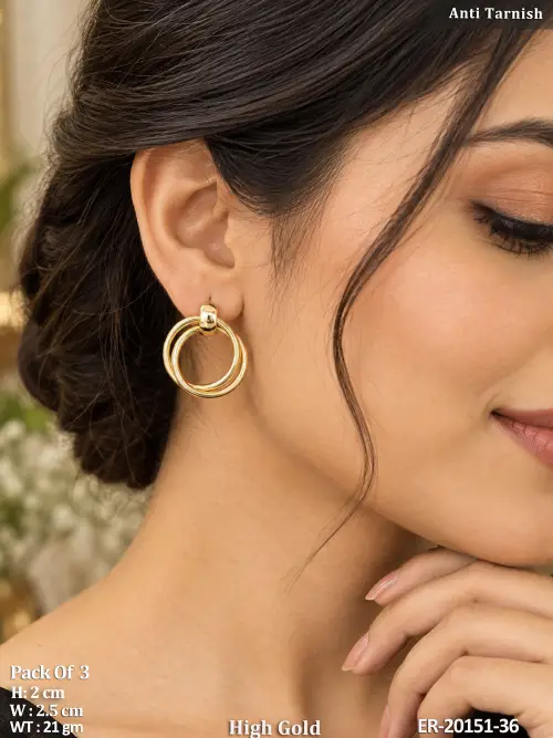 Classic Triple Circle Anti Tarnish Earrings