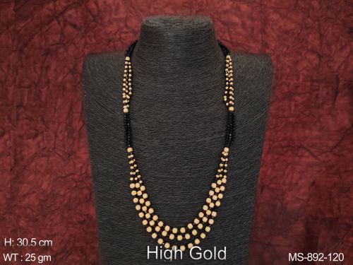 High Gold Polish Beautiful Antique Beaded Party wear Long Mala Set 