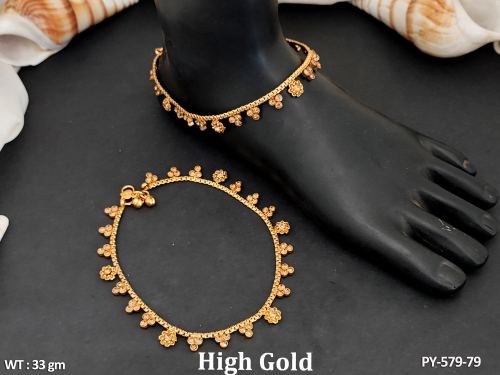 Designer Beautiful Fancy Full Stone High Gold Polish Party Wear Payal  