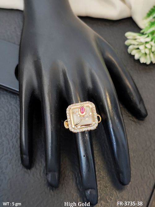 Square AD Finger Ring for Women in Ruby, photo 2 of 4