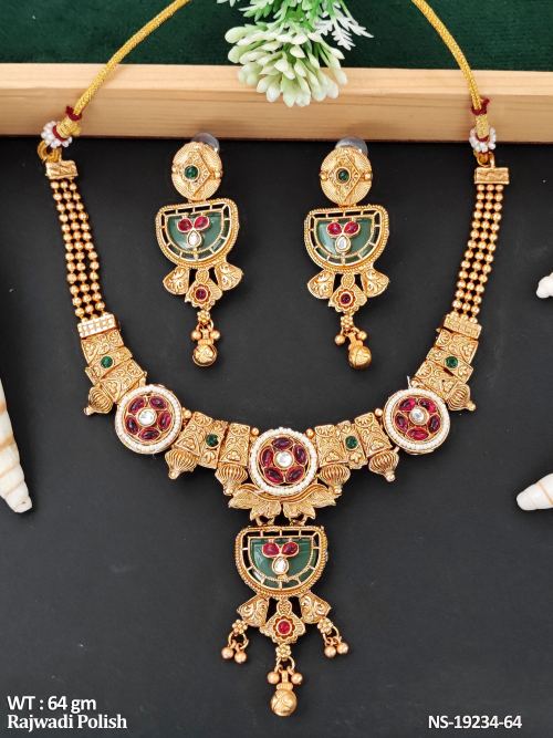Antique Necklace Set with Earrings with Stone Work