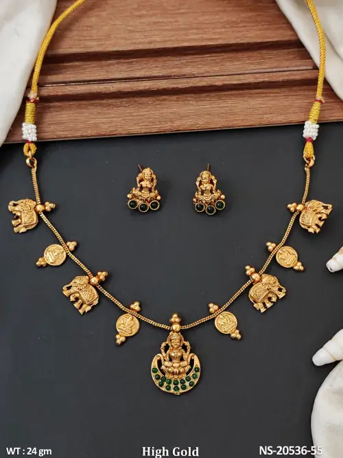 Elegant South Indian Temple Necklace With Earrings