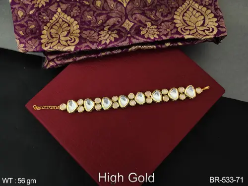 Party Wear Kundan Bracelet in Peach, photo 4 of 5