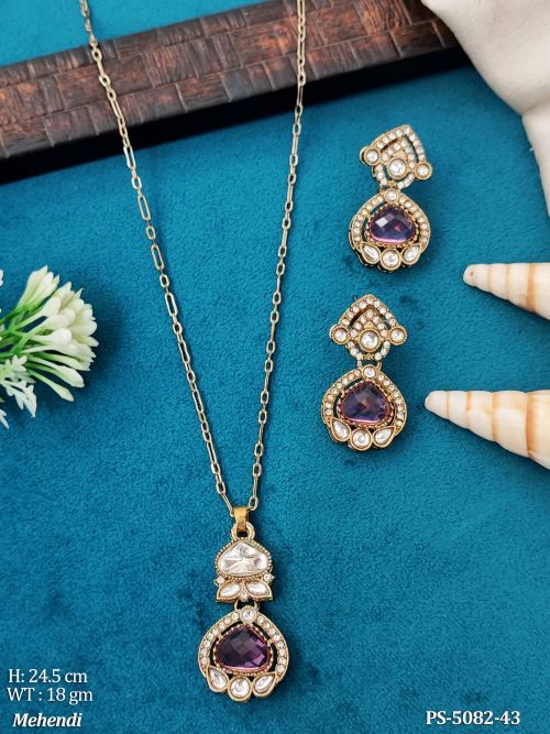 Traditional Mehendi Finish Pendant Set Elegant Ethnic Jewelry Collection
