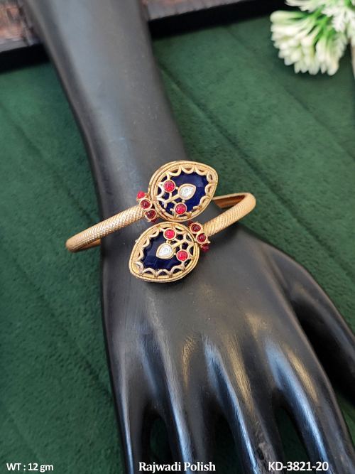 Traditional Kada in Rajwadi Finish for Women in Blue, photo 3 of 5
