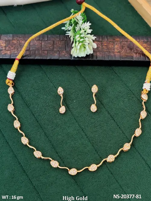 Daily Wear High Gold Full Stone Necklace Set
