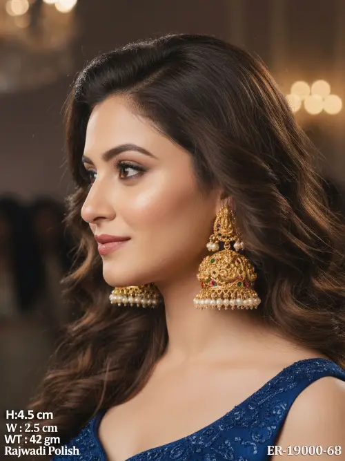 Rajwadi Finish Pearl Jhumka Earrings