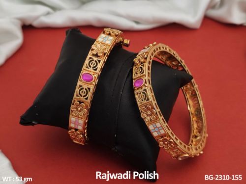 Classic Party Wear Rajwadi Finish Bangle Set for Women