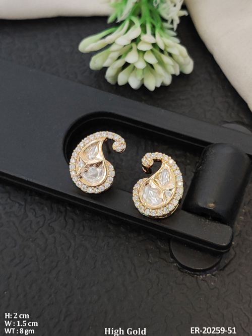 Kundan Earrings with Stone Work in White, photo 4 of 4
