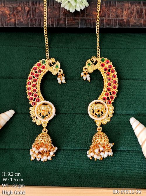 Antique Elephant Jhumka Earrings with Stone Work