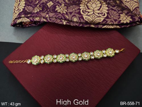 Classic Party Wear Kundan Bracelet in White, photo 6 of 11