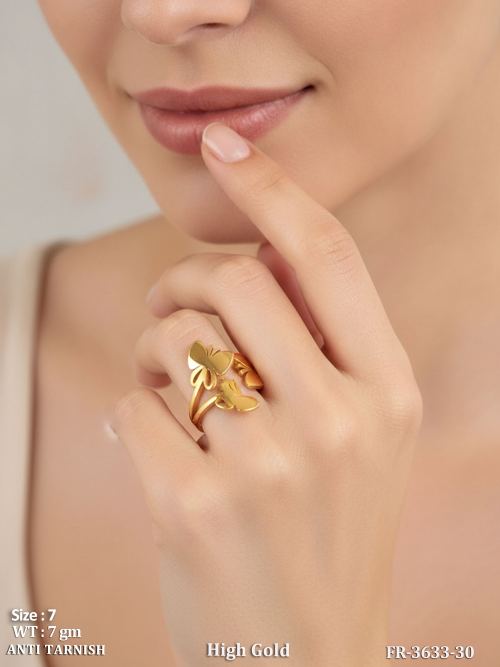 Elegant High Gold Butterfly Adjustable Ring
