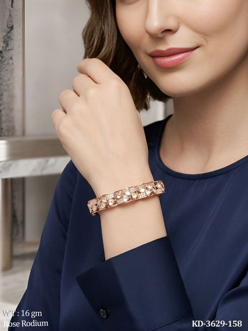 Kundan Stone-Studded Kada in Rose Finish