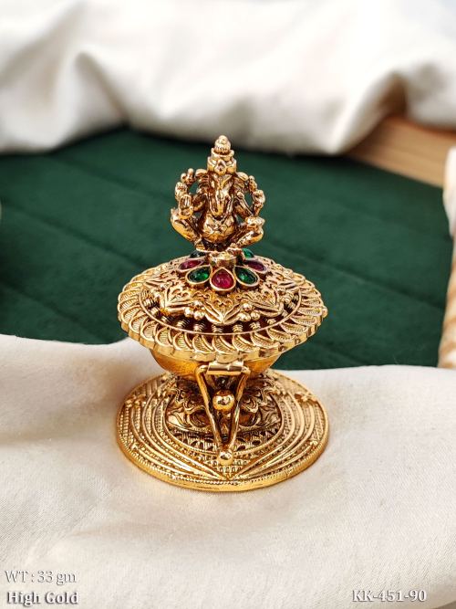 Ganpati Idol Kumkum Box Traditional Pooja Decor