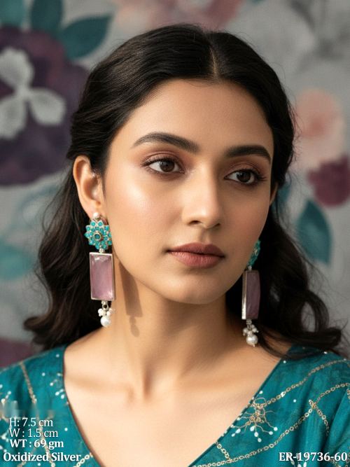 Long Stone-Studded Drop Earrings for Women, photo 2 of 2