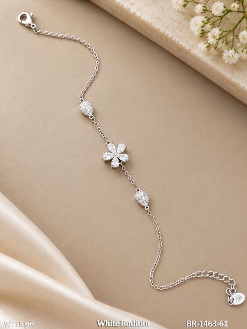 Classic White Finish Stone-Studded Bracelet for Women, photo 2 of 2