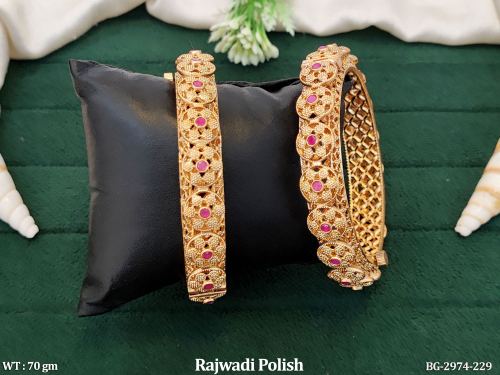 Rajwadi Finish Stone-Studded Bangle Set for Women