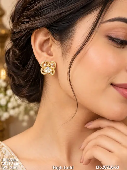 White Earrings with Stone Work