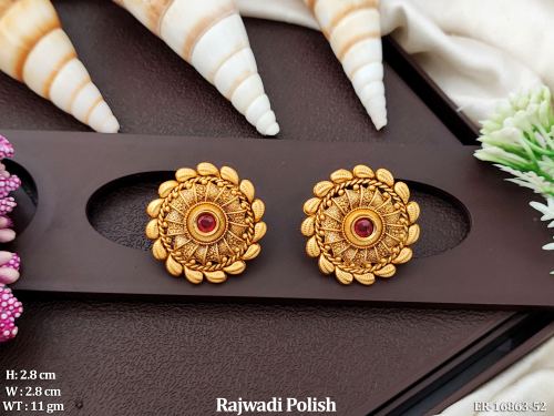Stone-Studded Earrings in Rajwadi Finish